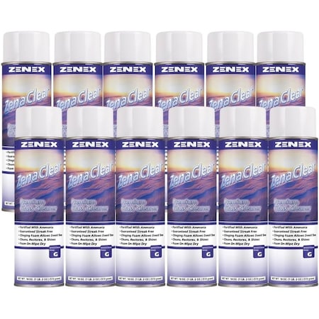 Zenex ZenaClear Ammoniated Glass Cleaner net 18 oz., 12PK 495255